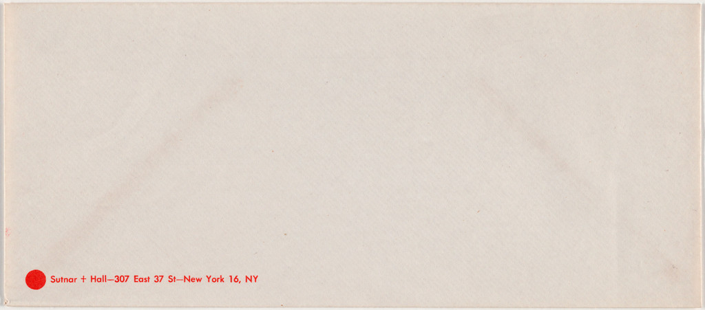 Sutnar + Hall-307 East 37 St-New York 16, NY
