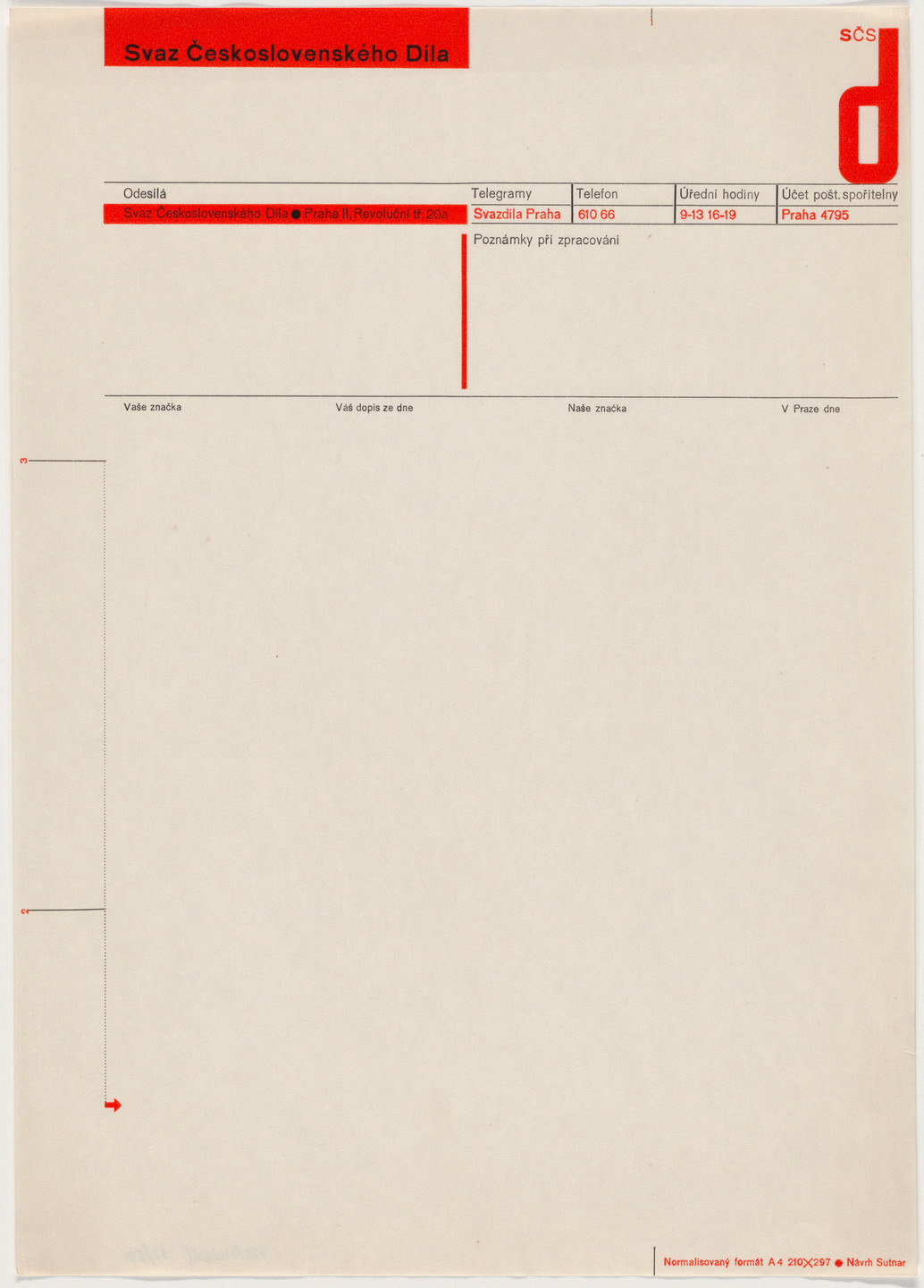 Ladislav Sutnar. Svaz Ceskoslovenskeho dila (Association of the Czechoslovak Werkbund). c.1933