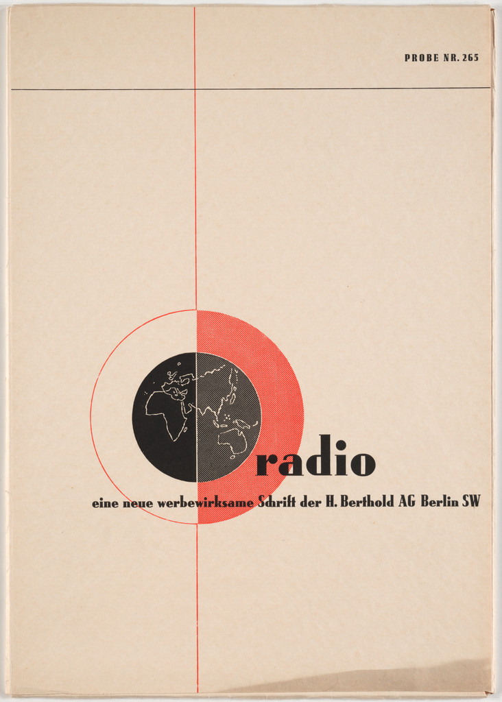Typeface sample folder for the font "Radio" by  H. Berthold A.G., Berlin