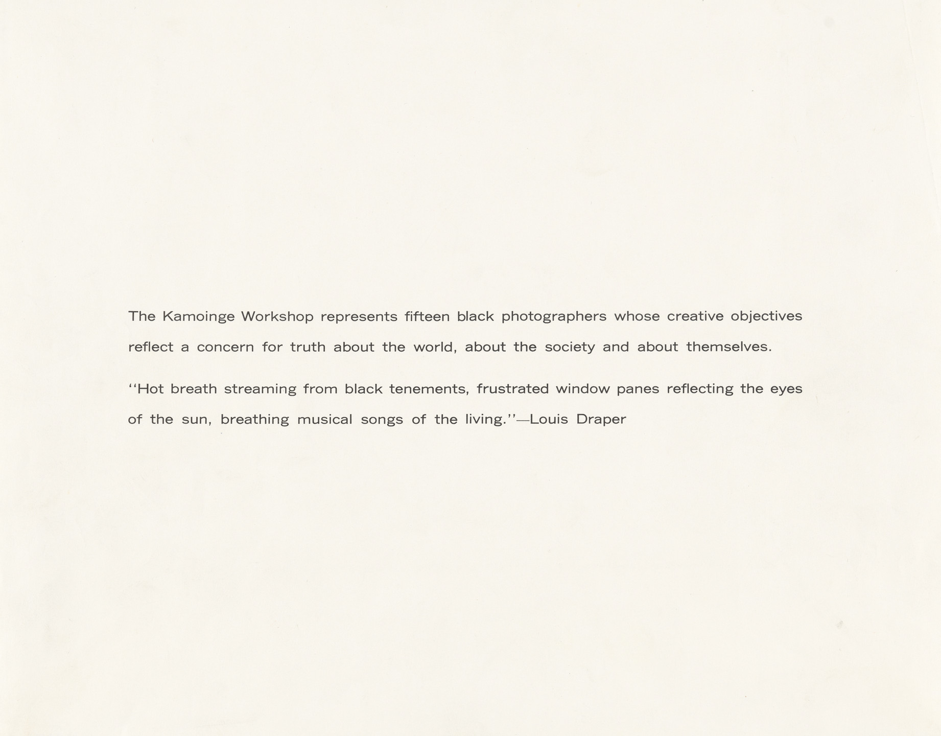 Kamoinge Workshop. Kamoinge Workshop Portfolio 1. 1964