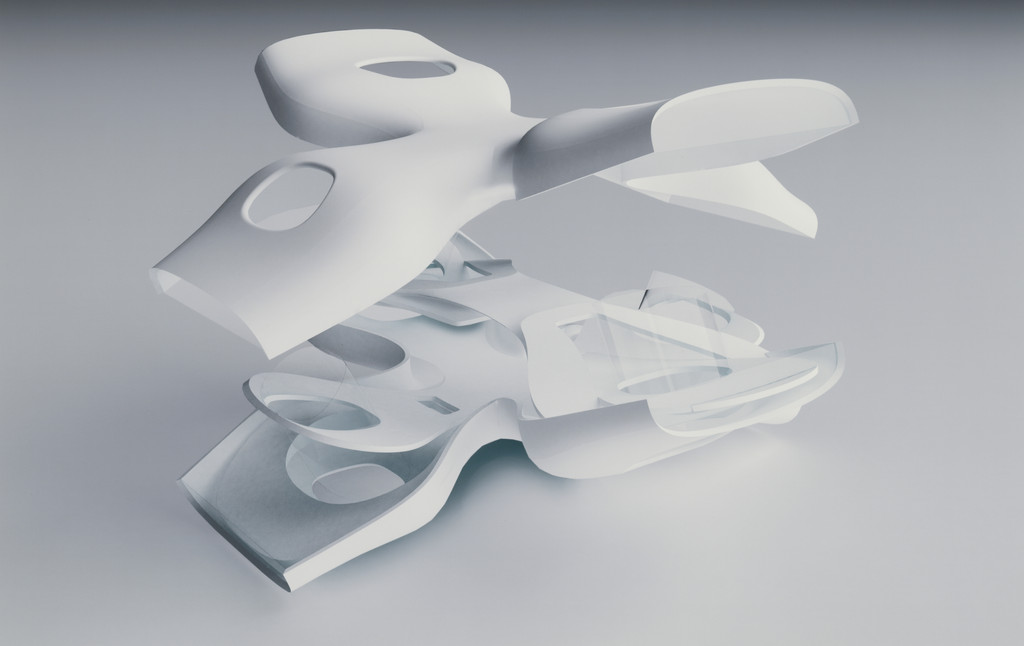 Wing House, Helsinki, Finland (Exploded axonometric) by Hani Rashid, Lise Anne Couture