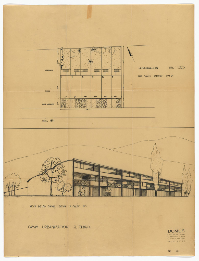 Casas Urbanizacion el Retiro, Bogotá, Colombia (Plan and perspective sketch)