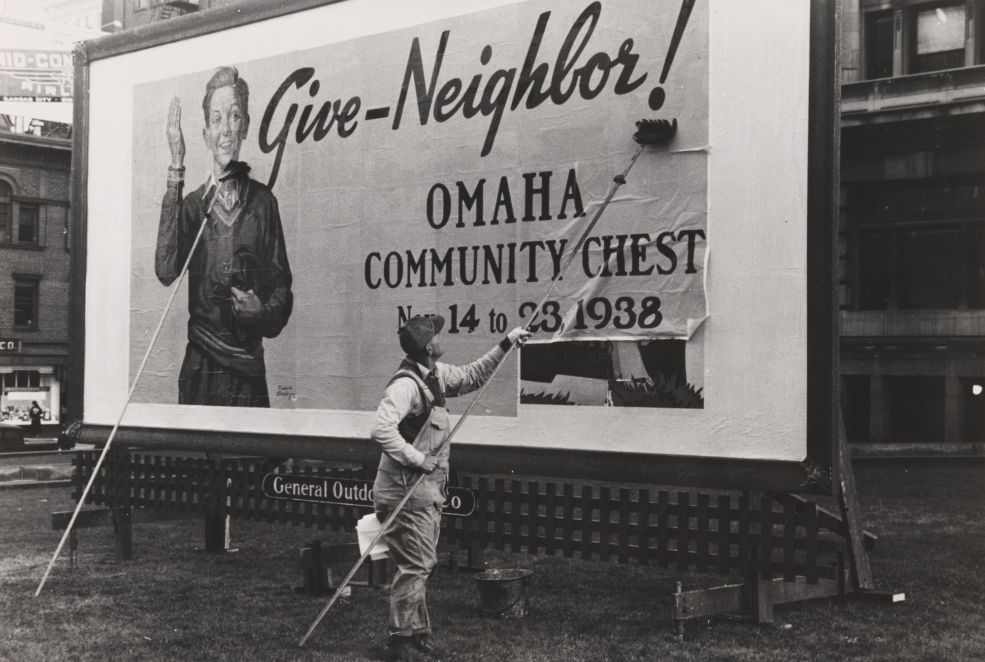 John Vachon. Billboard on the Courthouse Lawn, Omaha, Nebraska. 1938