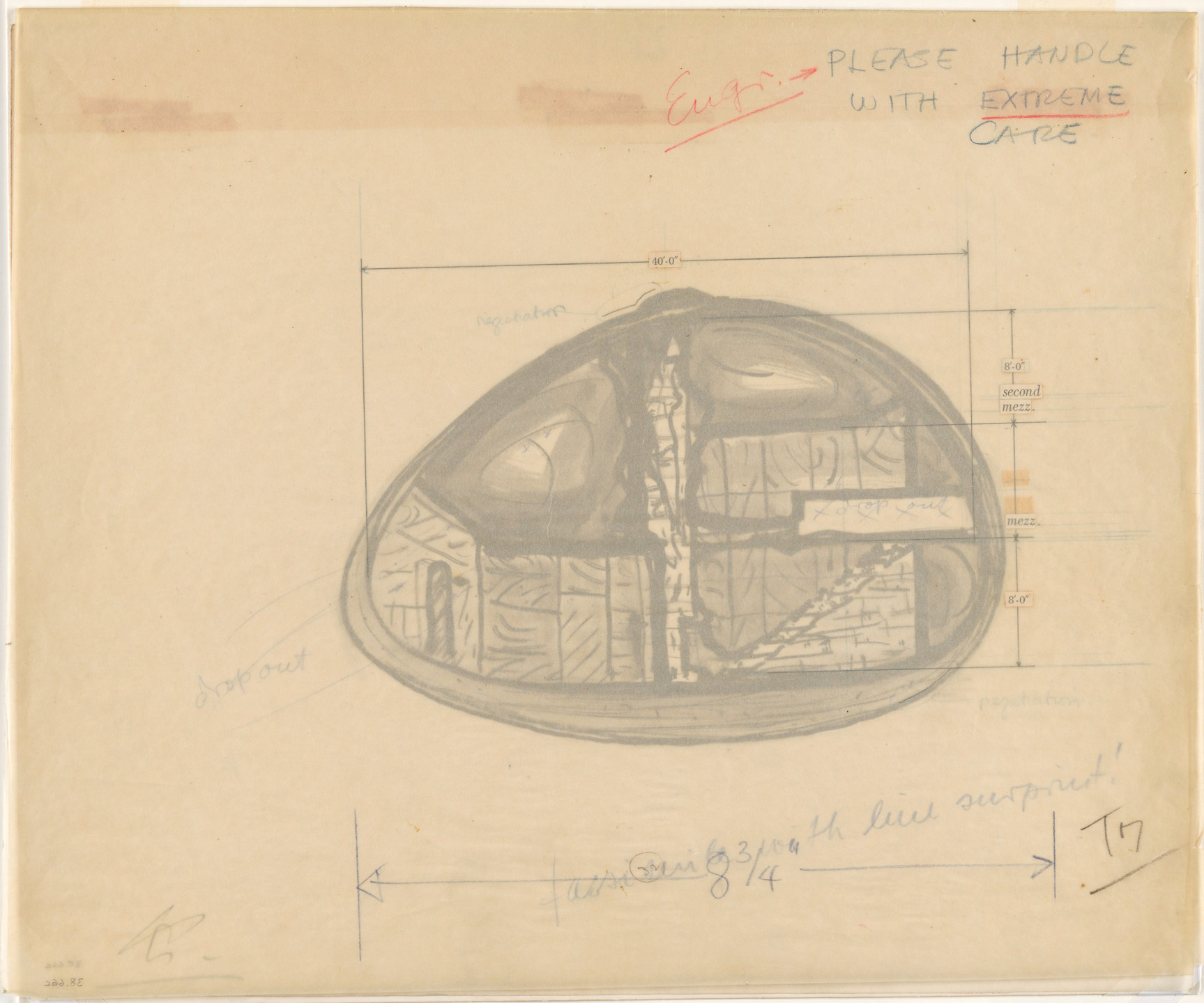 Frederick Kiesler. Endless House Project, Section. 1951