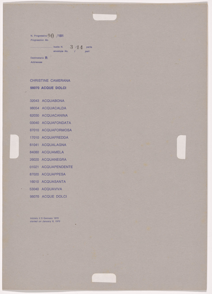 Postal Dossier (Dossier postale) by Alighiero Boetti