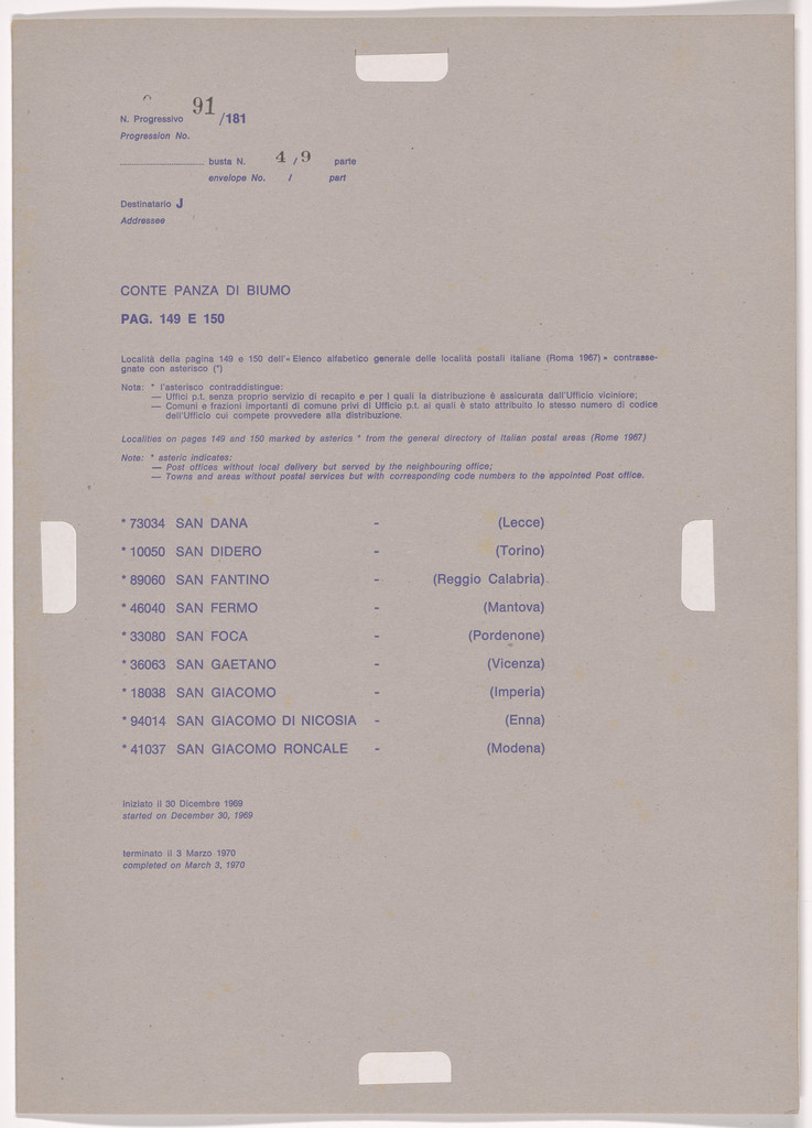 Postal Dossier (Dossier postale) by Alighiero Boetti