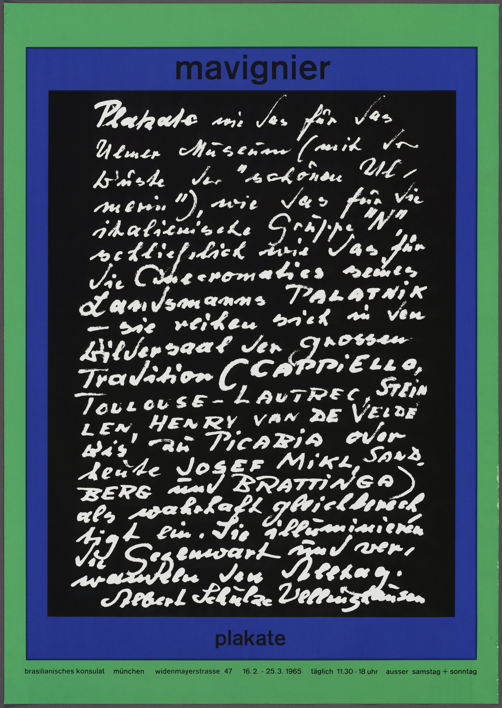 Almir Mavignier. Mavignier, Plakat, Brasilianisches Konsulat. 1965