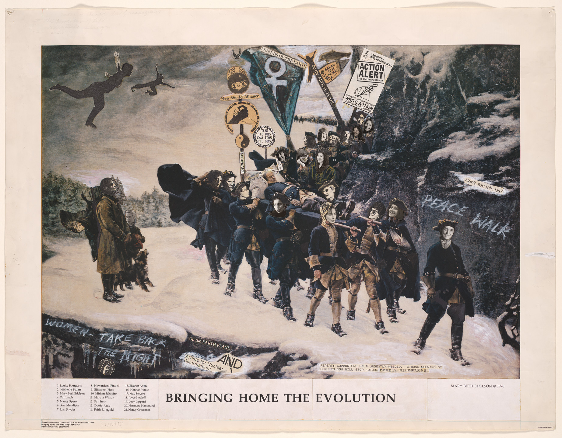 Mary Beth Edelson. Bringing Home the Evolution. 1976