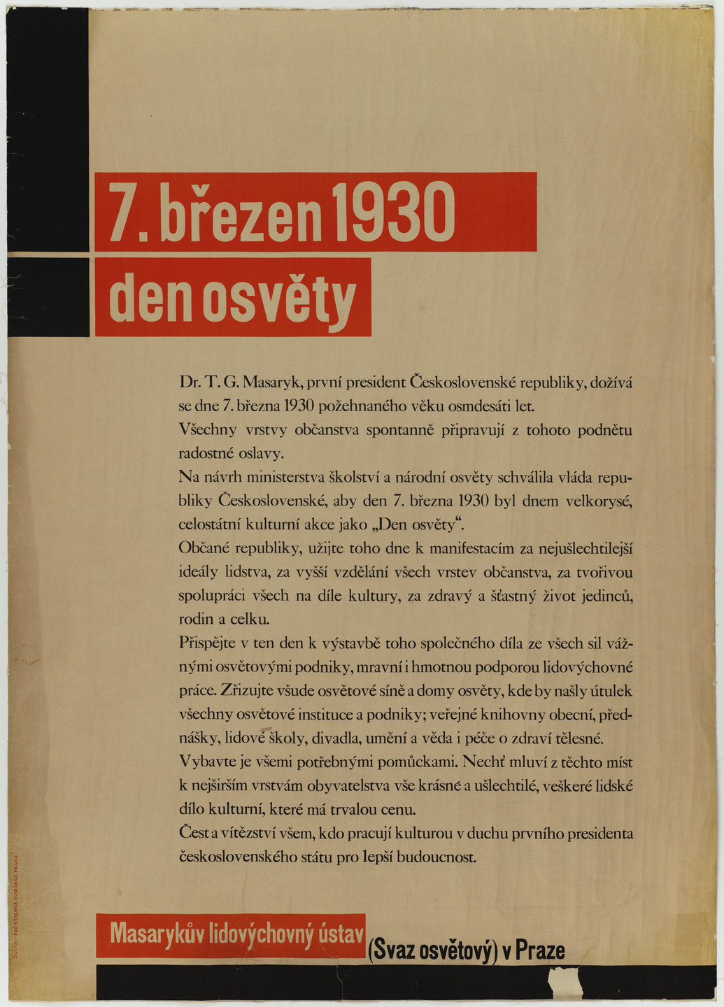 Ladislav Sutnar. 7. brezen 1930 den osvety. 1930