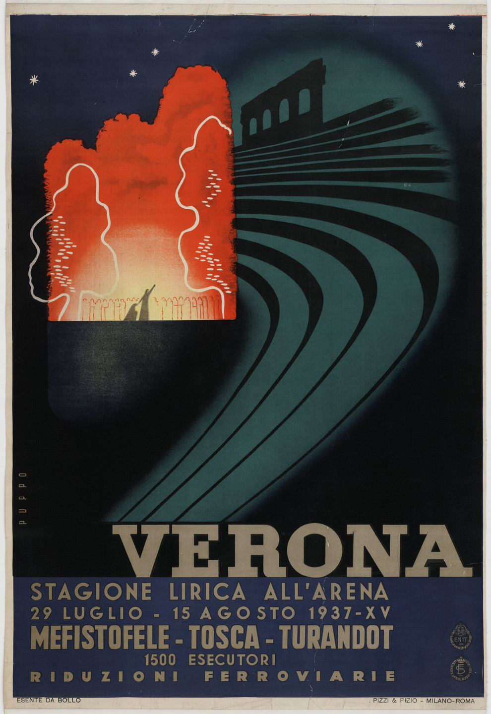 Pizzi &amp; Pizio, Milan-Rome. Verona, Stagione Lirica all'Arena. 1937