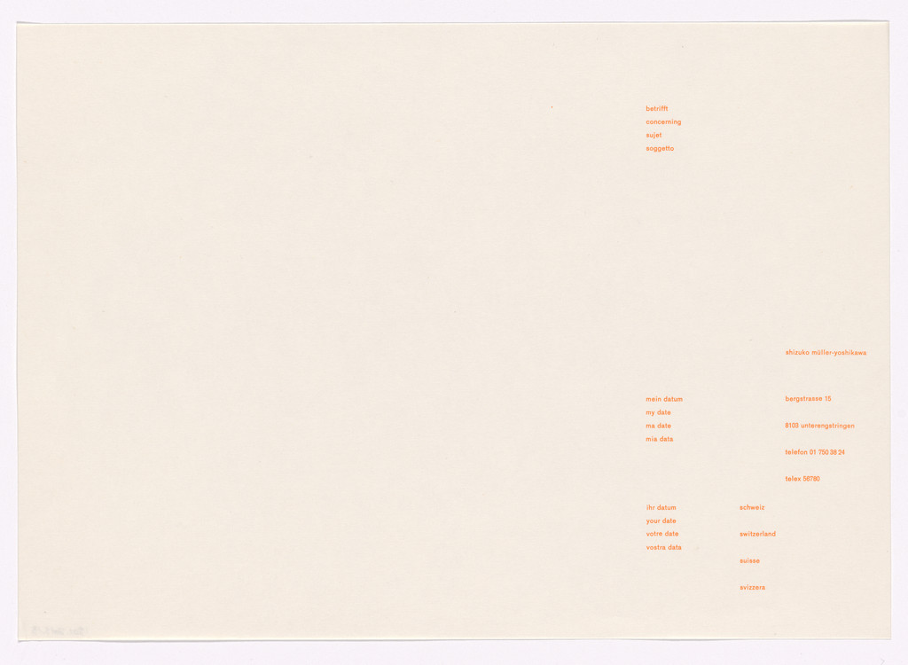 Shizuko Muller-Yoshikawa letterhead