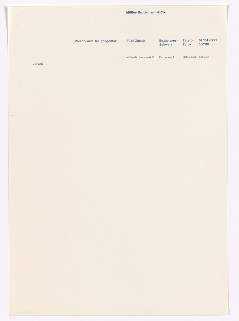 Josef Müller-Brockmann & Co. letterhead