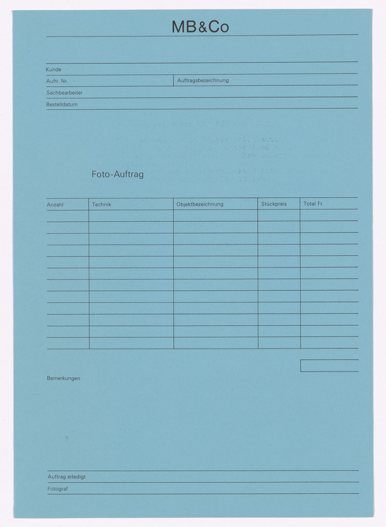 Josef Müller-Brockmann & Co. stationery photo assigment form