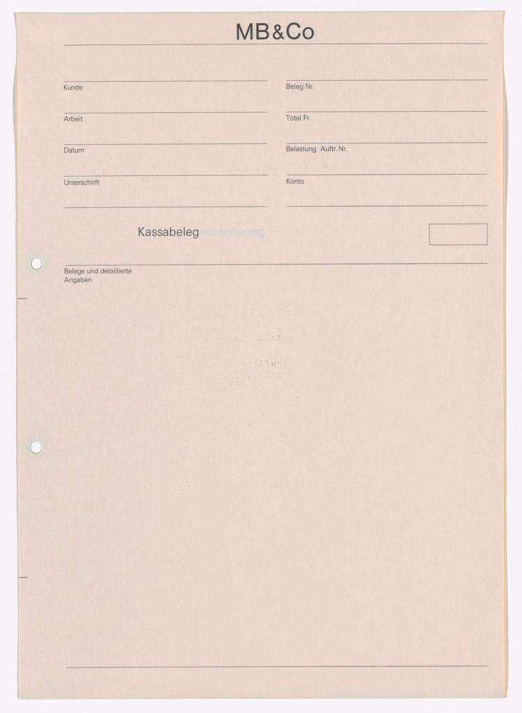 Josef Müller-Brockmann & Co. stationery sales receipt