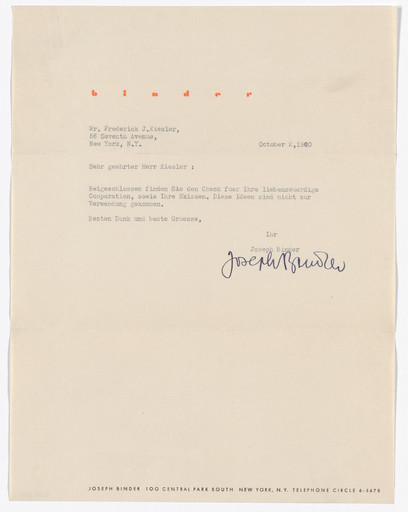 Joseph Binder letterhead