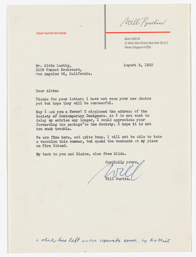 Will Burtin letterhead