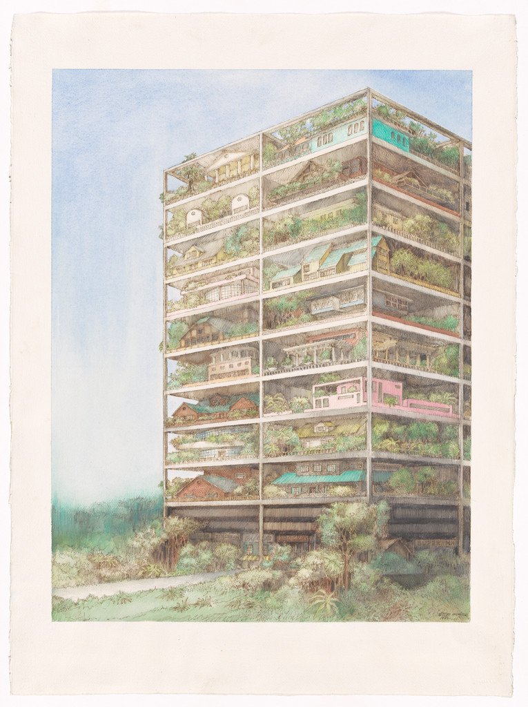 Highrise of Homes project (Exterior perspective), James Wines, 1981