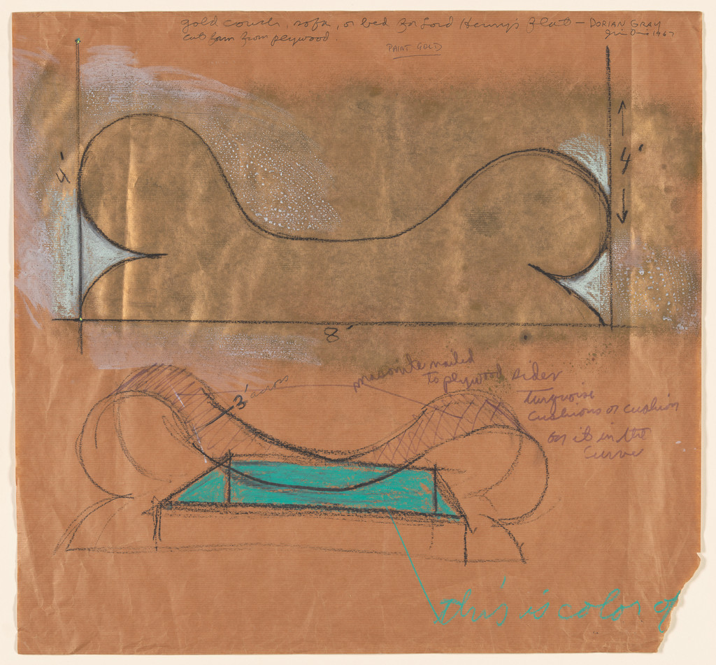 Sofa for Henry's Flat, set design for The Picture of Dorian Gray, Jim Dine, 1967
