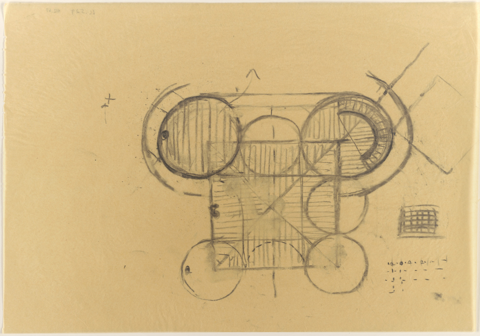 Louis I. Kahn. Sher-e-Bangla Nagar, Capital of Bangladesh, Dhaka, Bangladesh, Prayer Hall: plan sketch. 1965