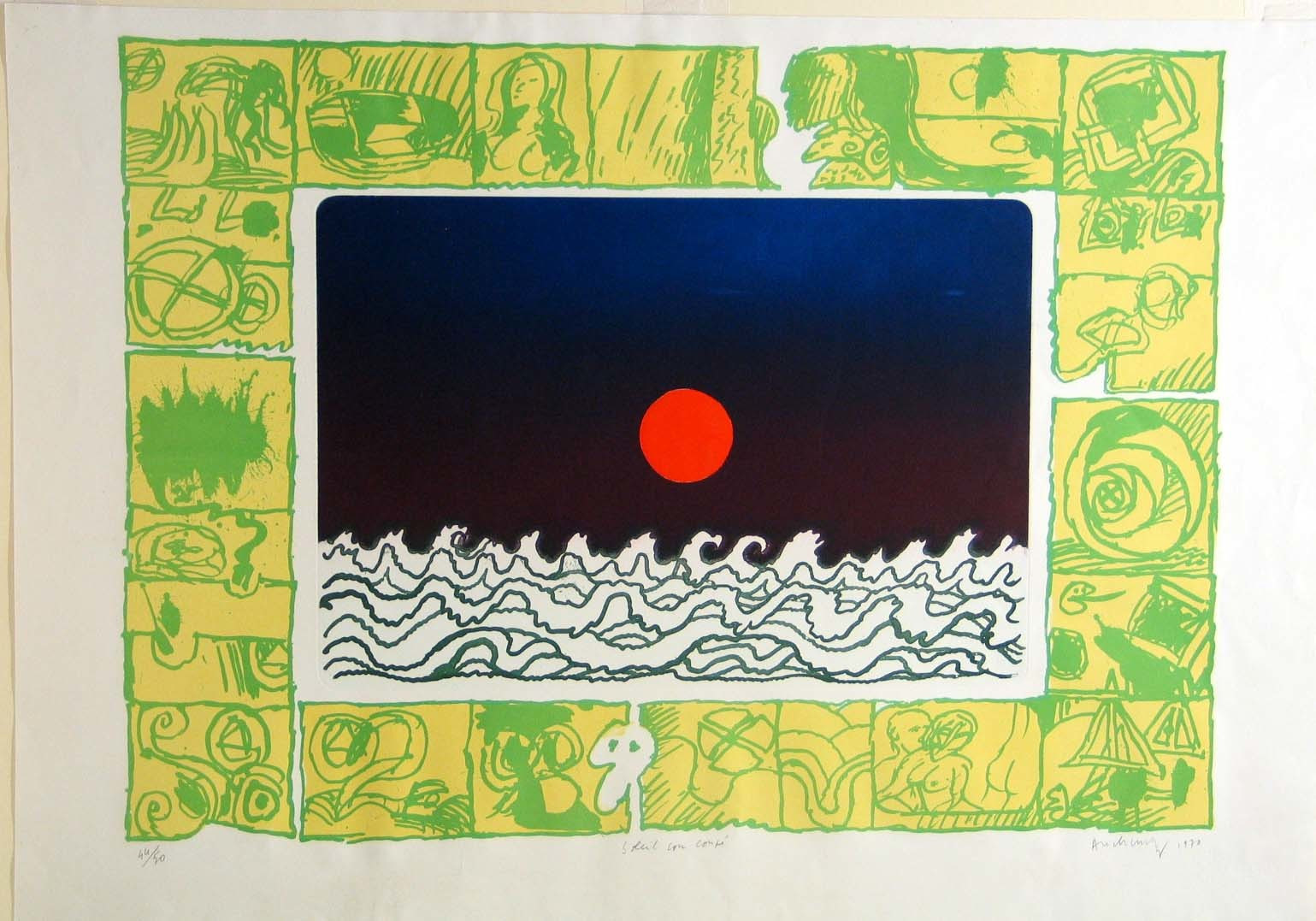 Pierre Alechinsky. Sun Slit Throat ( Soleil cou coupé )