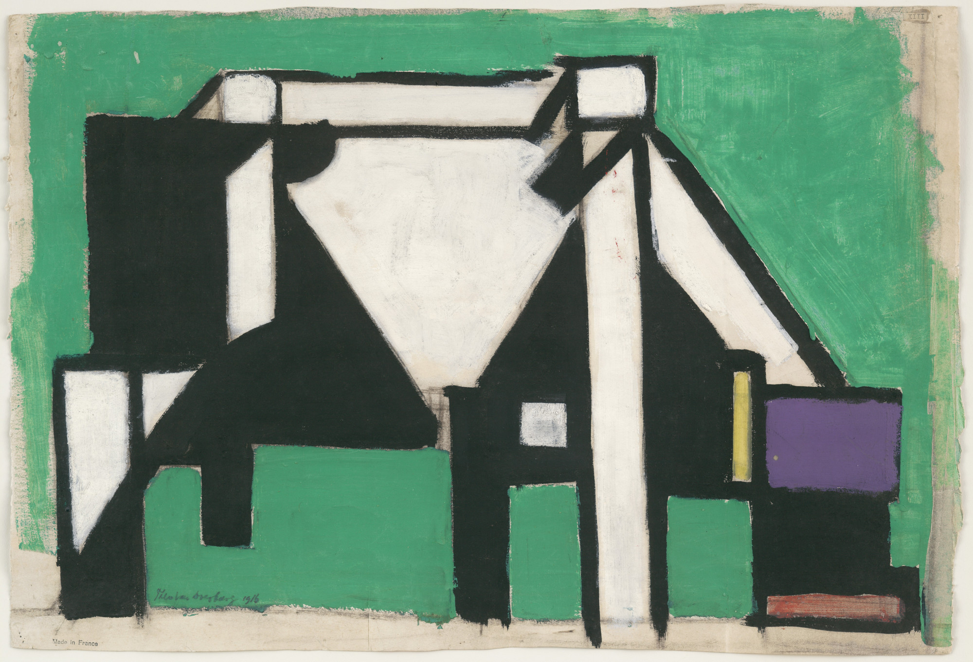 Theo van Doesburg. Study for Composition VIII (The Cow) (recto); Untitled (verso). c. 1917