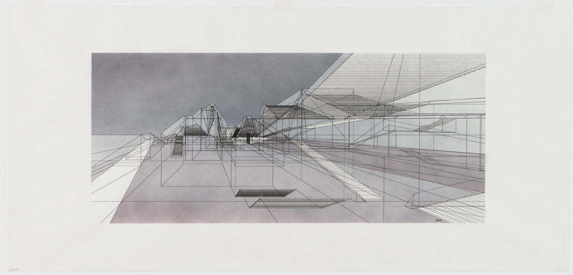 Yoshito Takahashi. Nara Convention Hall Project, Nara, Japan, Perspective. 1992