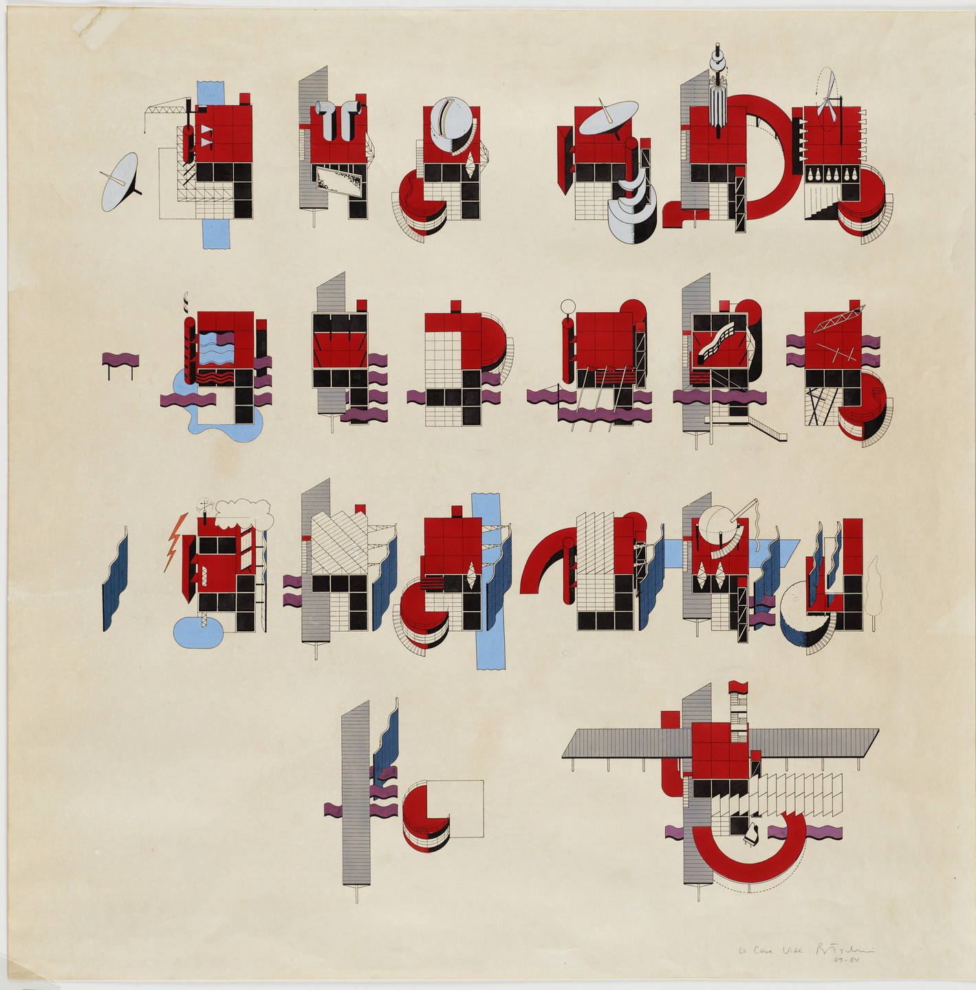 Bernard Tschumi. Parc de la Villette, Le Case Vide, Paris, France (Axonometric of folly). 1984