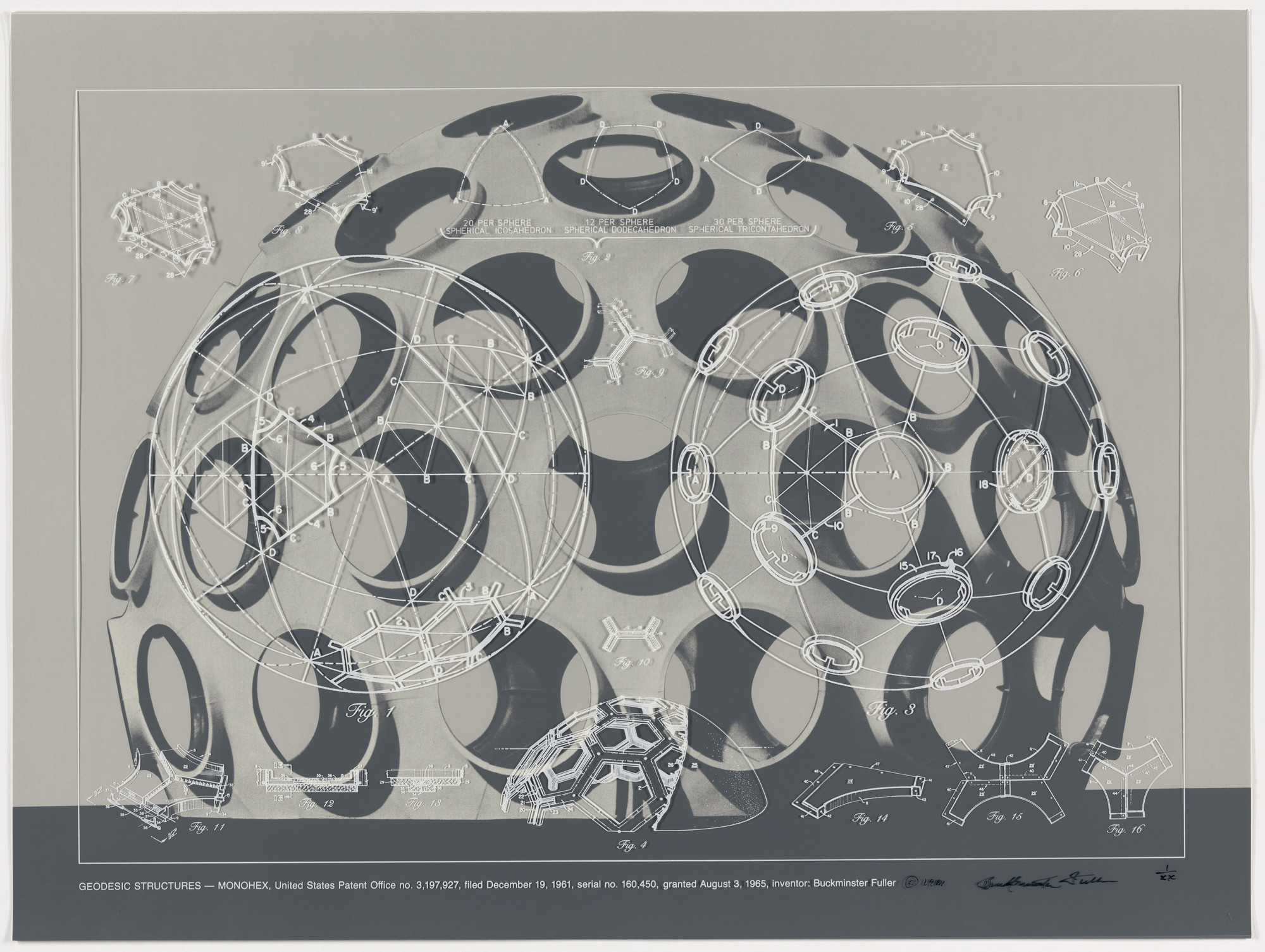 R. Buckminster Fuller. Geodesic Structures—Monohex from Inventions: Twelve Around One