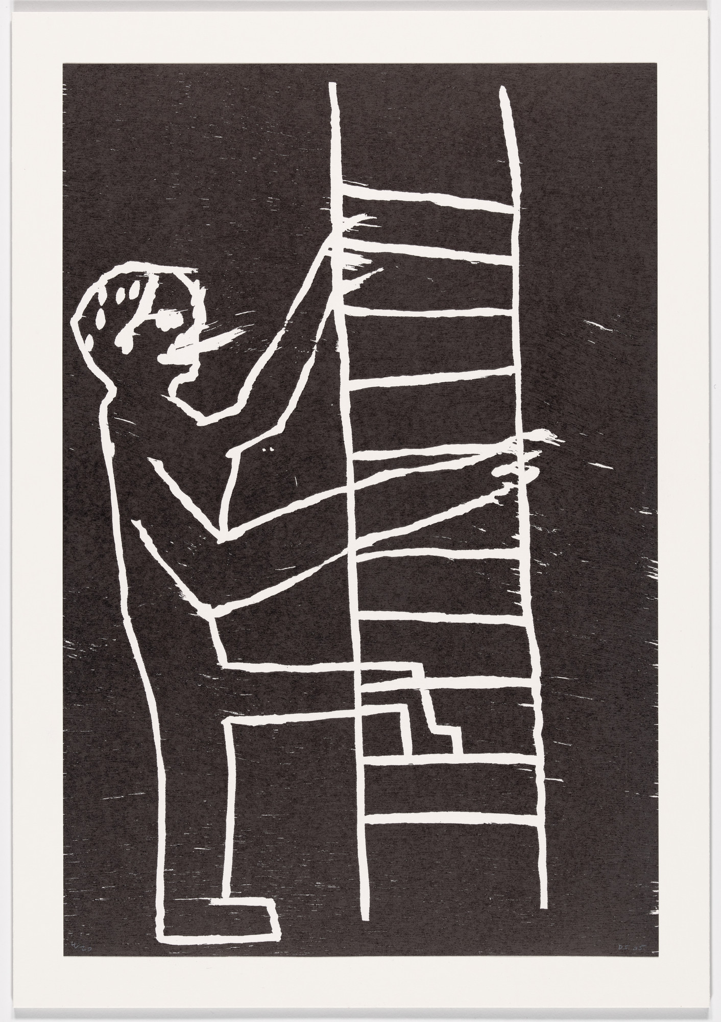 David Shrigley. Untitled (Man climbing ladder) from an untitled portfolio