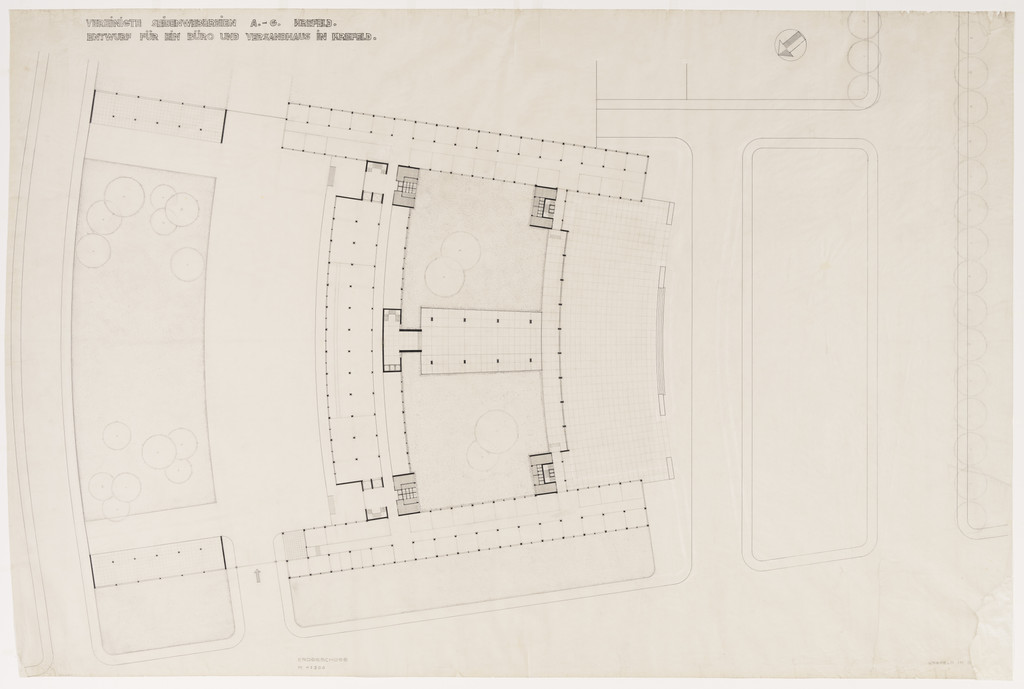 Verseidag Administration Building, Krefeld, Germany, Plan, ground floor
