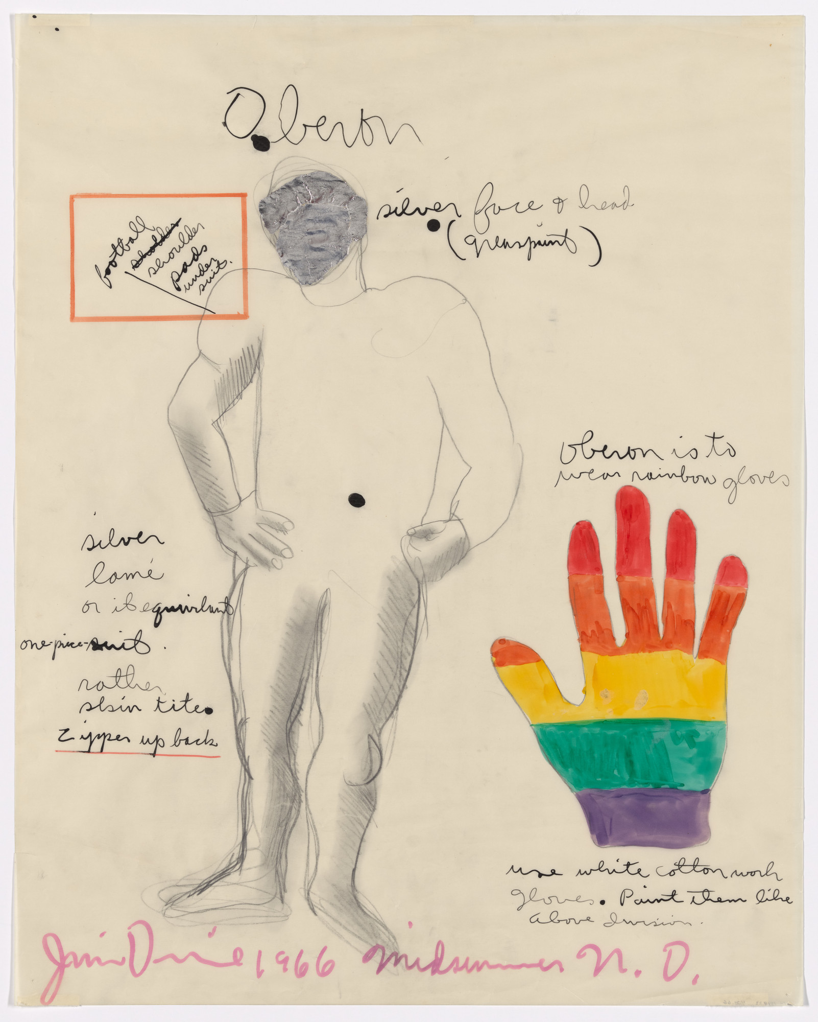 Jim Dine. Oberon. Costume design for the play A Midsummer Night's Dream
