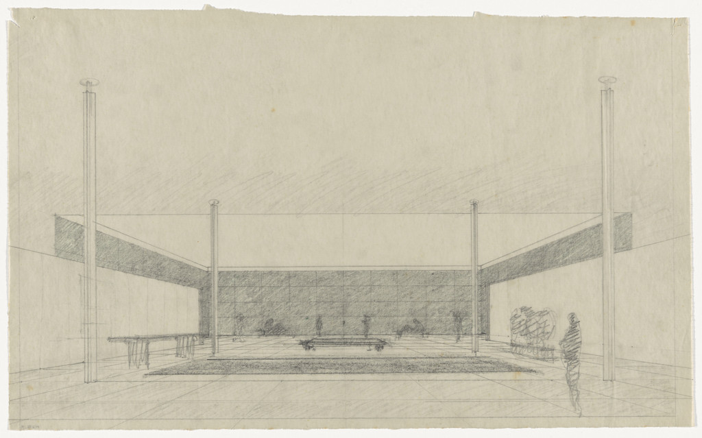 German Pavilion, International Exposition, Brussels, Belgium, Interior perspective