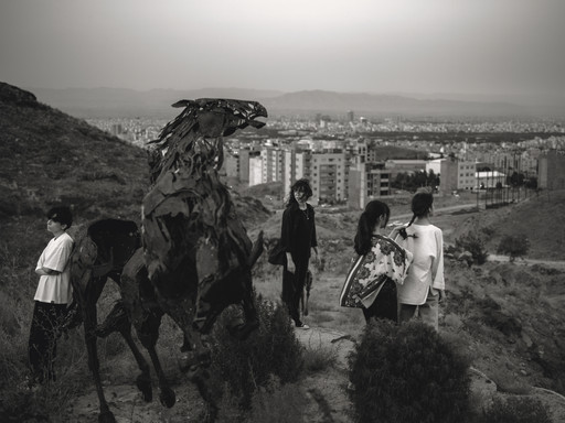 Untitled (girls and the horse sculpture)