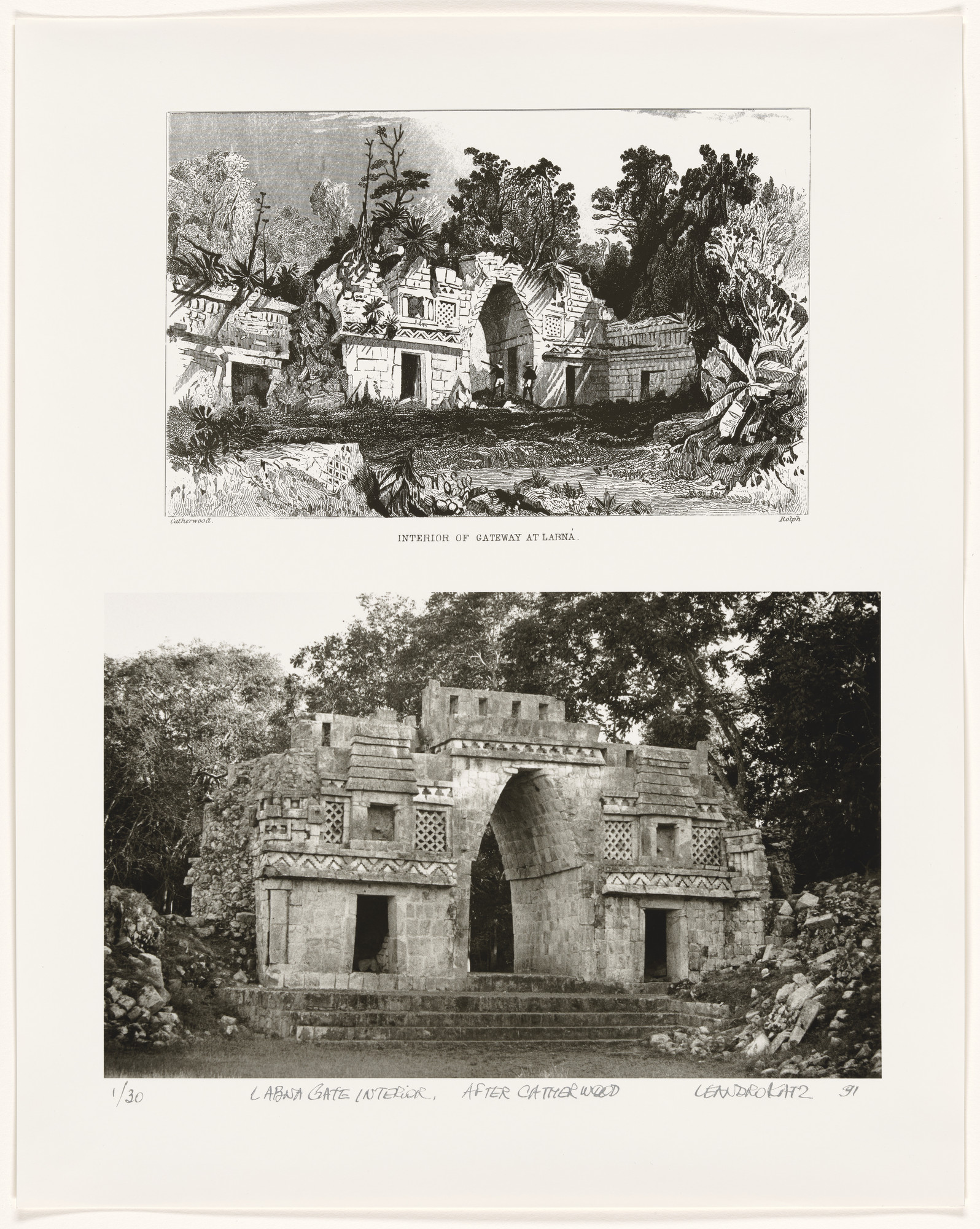 Leandro Katz. Labná's Arch, Interior, after Catherwood