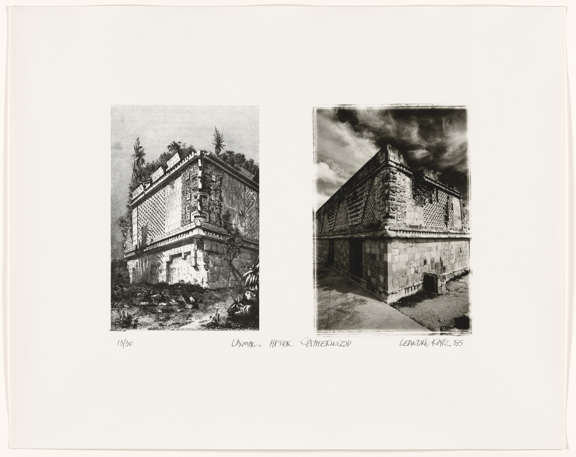 Leandro Katz. Uxmal, after Catherwood [House of the Nuns, Southeast Corner]