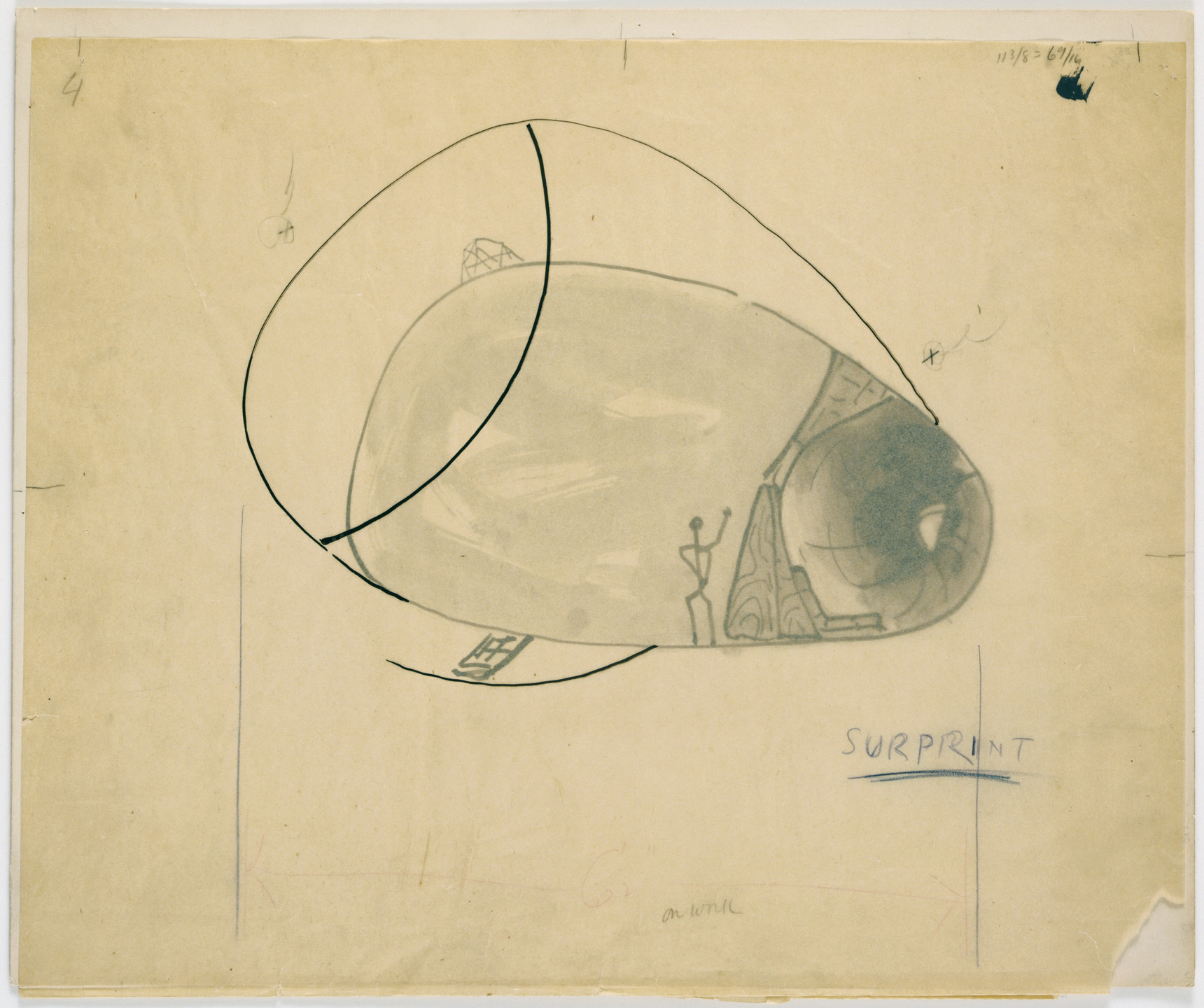 Frederick Kiesler. Endless House Project, Interior perspective. 1951