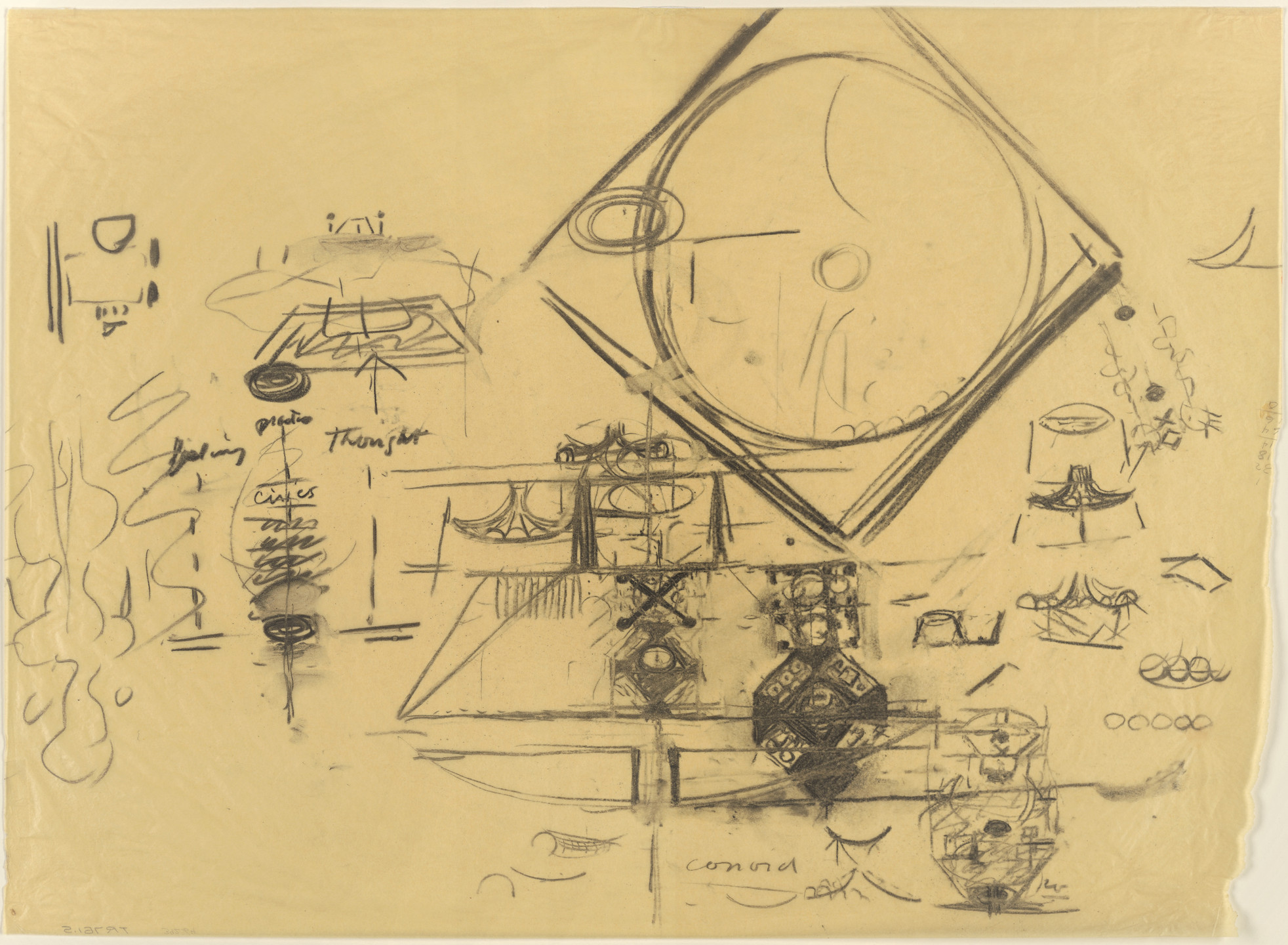 Louis I. Kahn. Sher-e-Bangla Nagar, Capital of Bangladesh, Dhaka, Bangladesh (Site-plan and elevation sketches). 1963