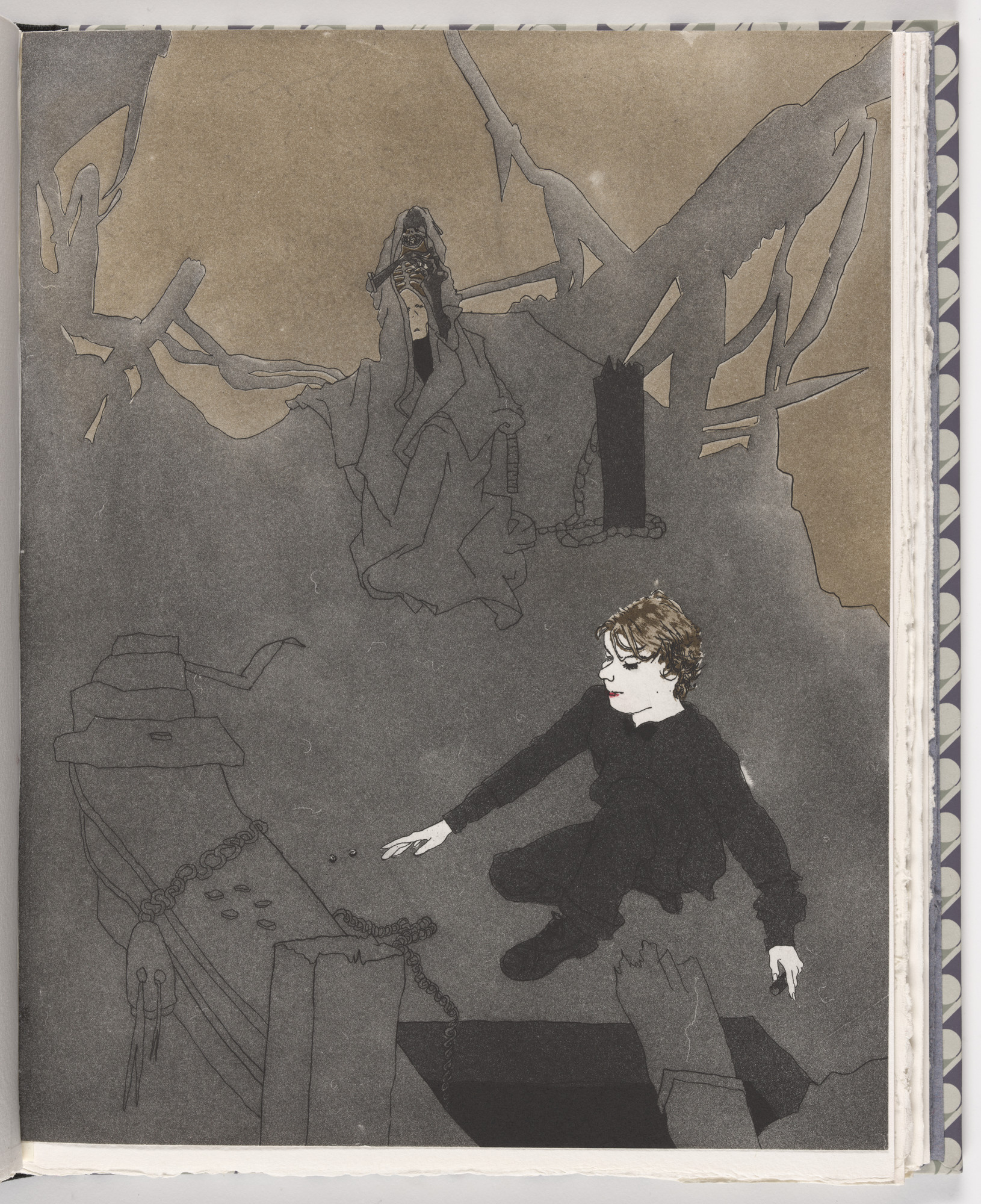 Patrick Procktor. The Spectre Bark (Life-in-Death Winneth the Ancient Mariner) from The Rime of the Ancient Mariner