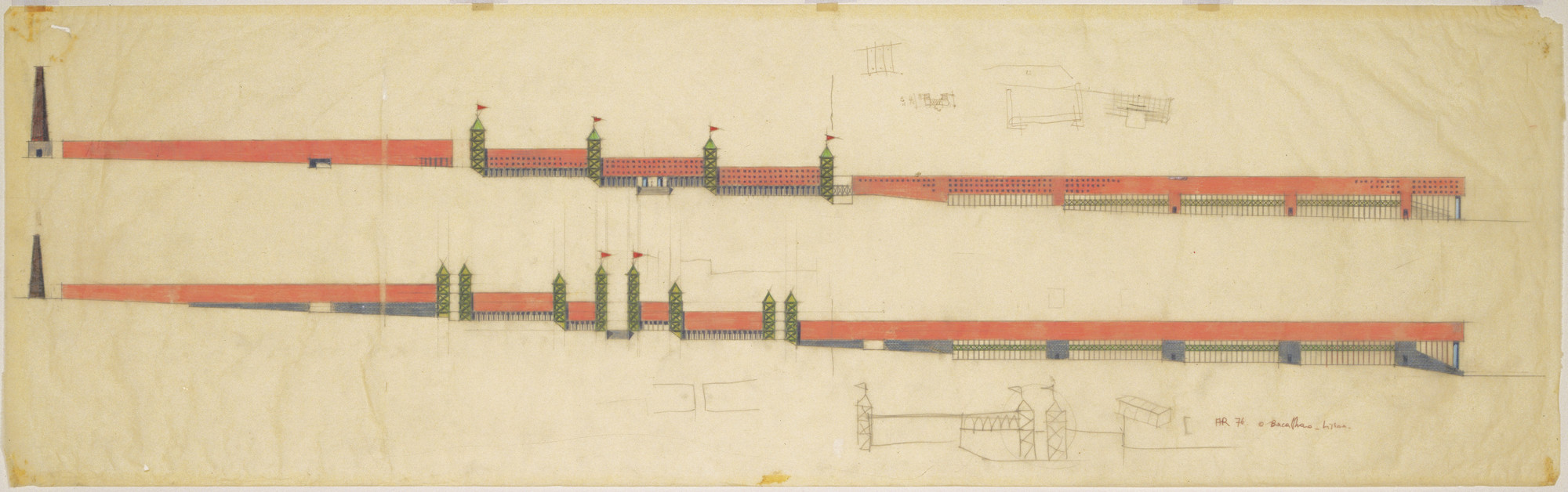 Aldo Rossi, J. da Nobrega, J. Charters. Housing Project, Setubal, Portugal (Elevation). 1976