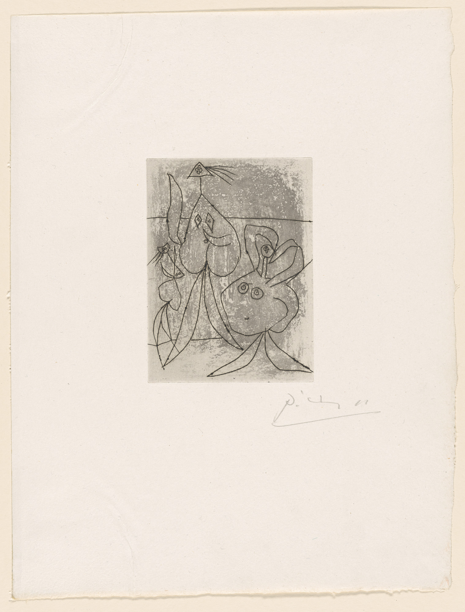 Pablo Picasso. On the Beach, Three Bathers (plate, folio 39) from 23 Gravures