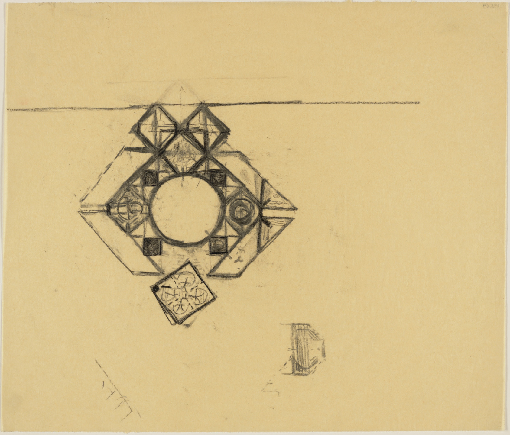 Louis I. Kahn. Sher-e-Bangla Nagar, Capital of Bangladesh, Dhaka, Bangladesh, National Assembly Building: plan sketch. 1963