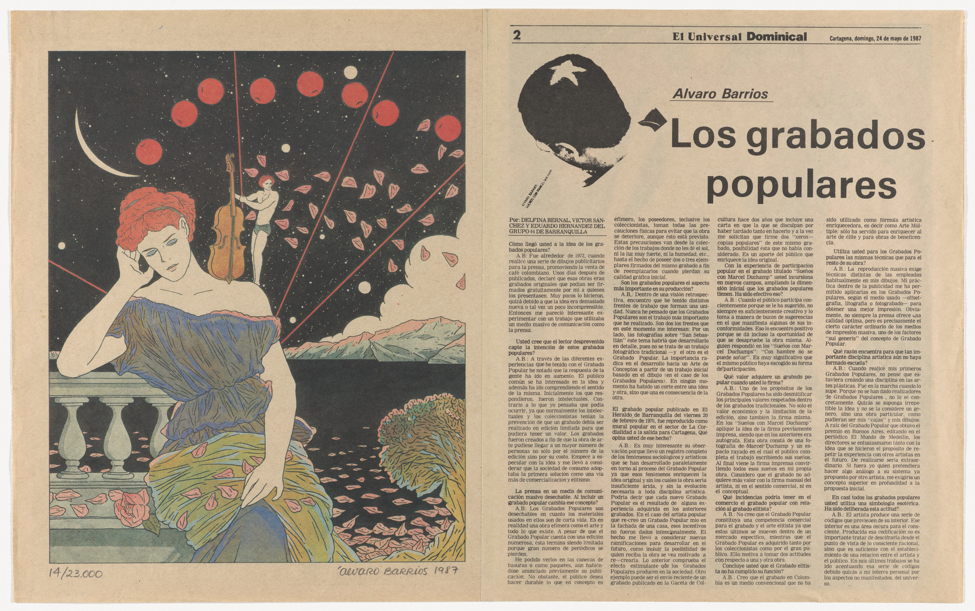 Álvaro Barrios. Popular Print for the Exhibition "Obra Grafica de Álvaro Barrios"