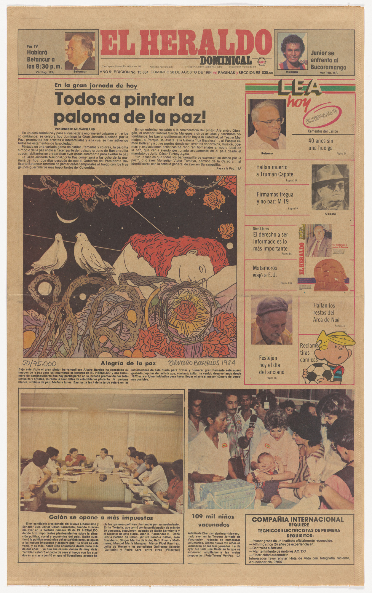 Álvaro Barrios. Popular Print "Allegory of Peace"