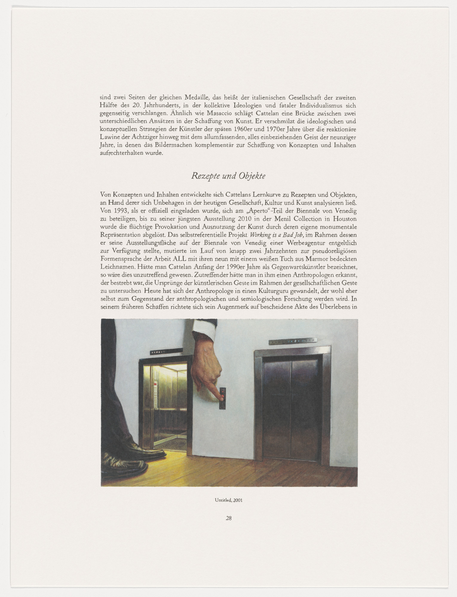 Maurizio Cattelan. Page from The Three Qattelan