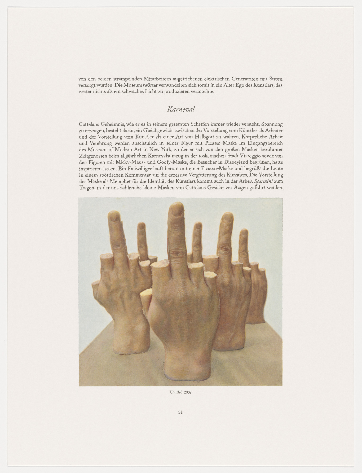 Maurizio Cattelan. Page from The Three Qattelan