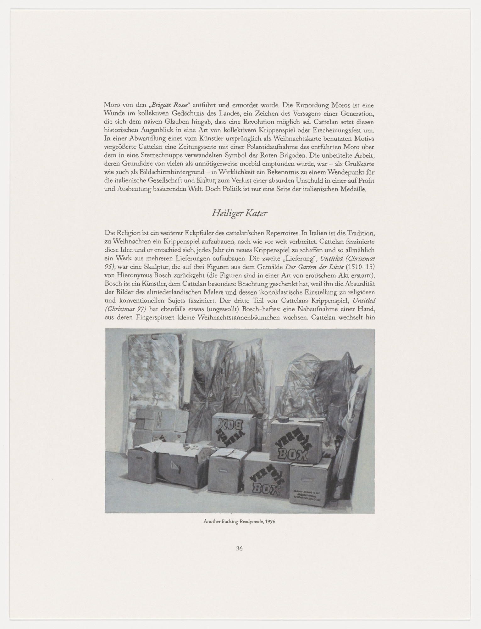 Maurizio Cattelan. Page from The Three Qattelan