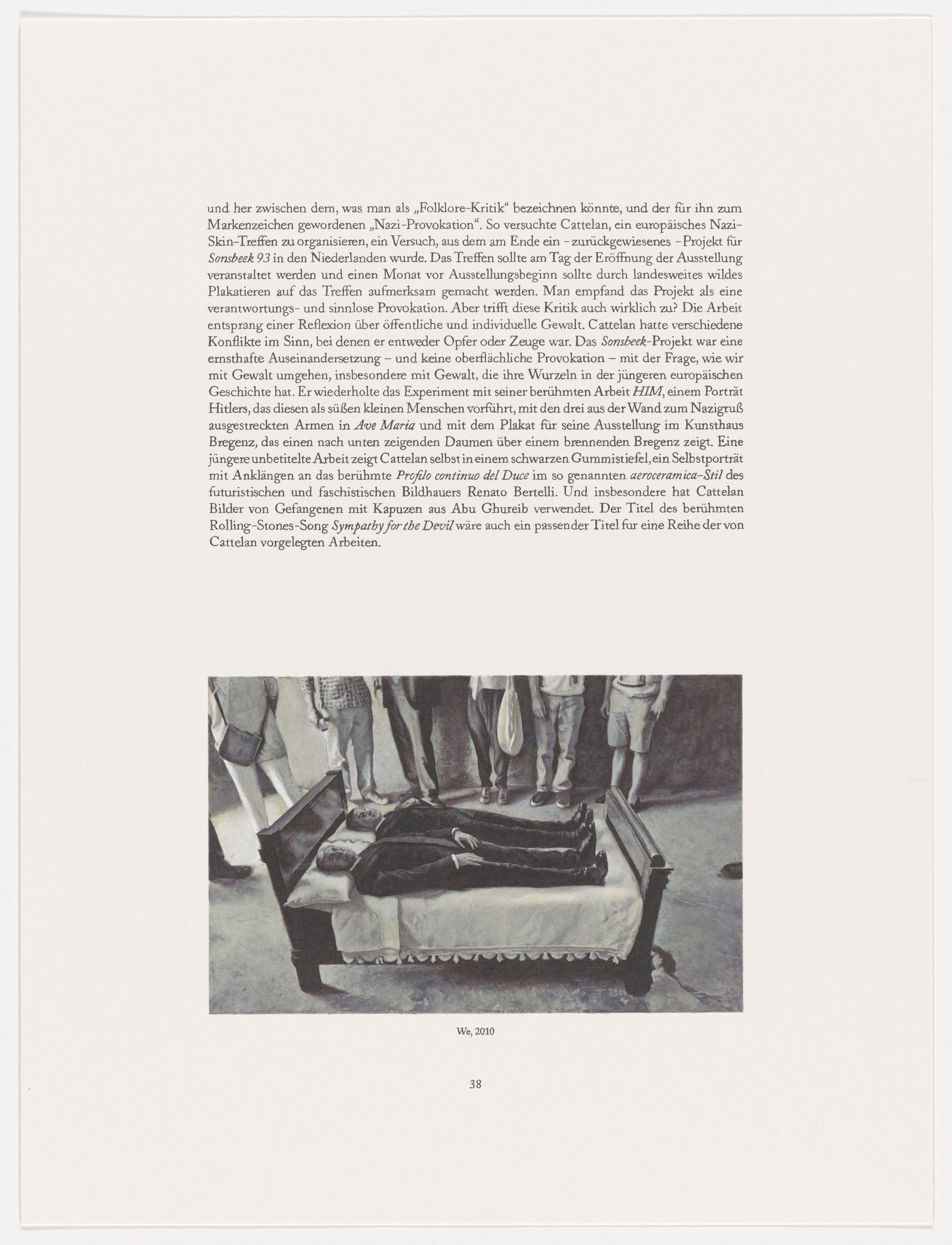 Maurizio Cattelan. Page from The Three Qattelan