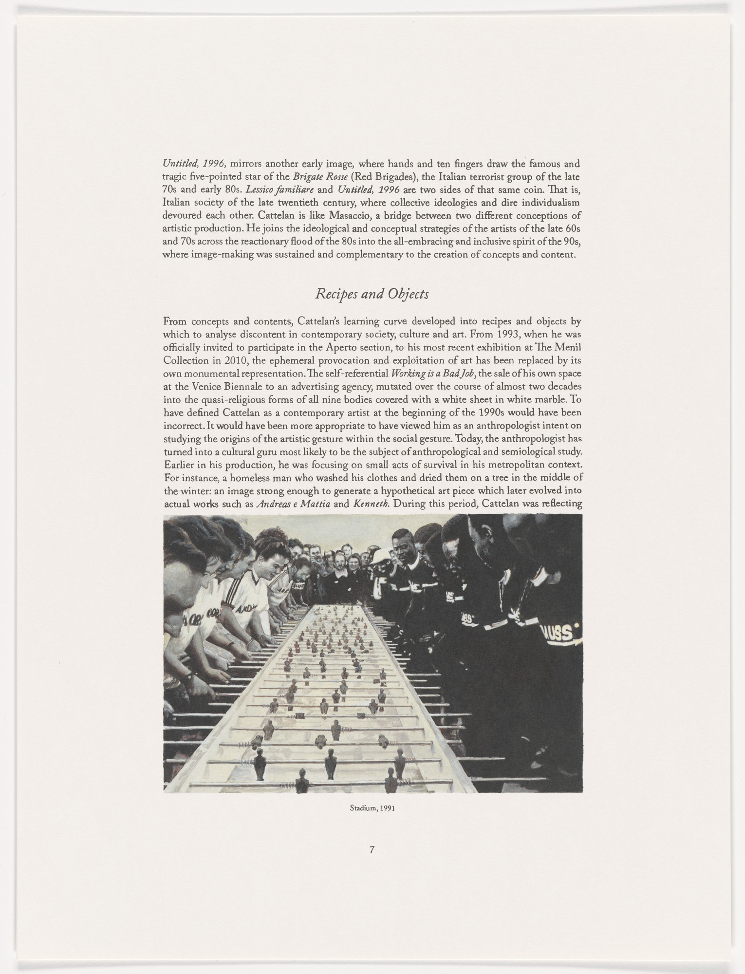 Maurizio Cattelan. Page from The Three Qattelan