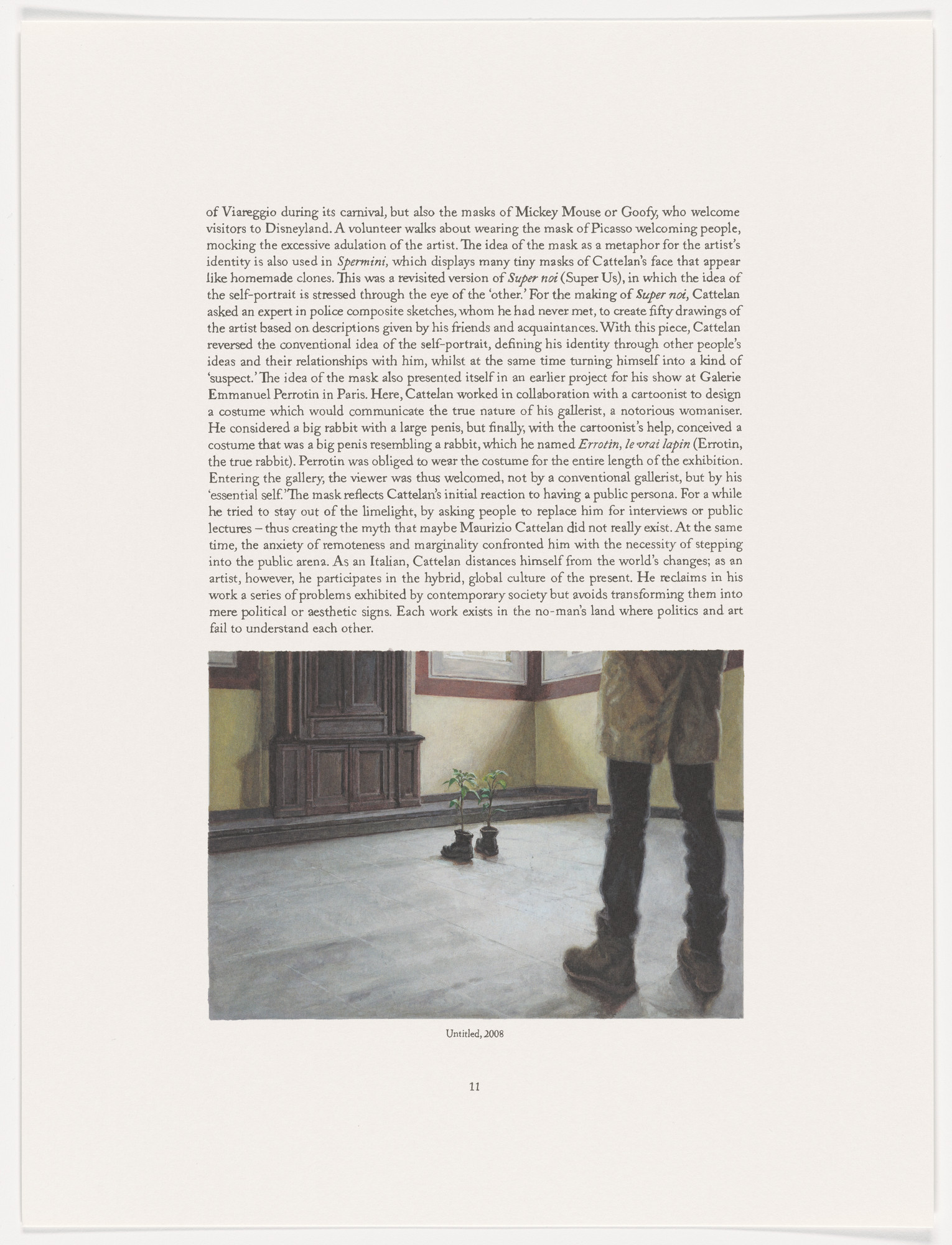 Maurizio Cattelan. Page from The Three Qattelan