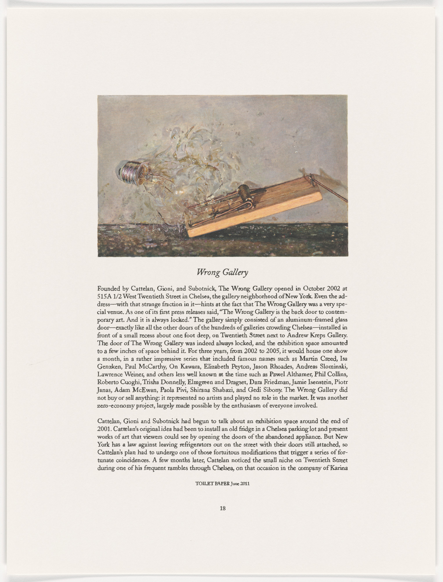 Maurizio Cattelan. Page from The Taste of Others